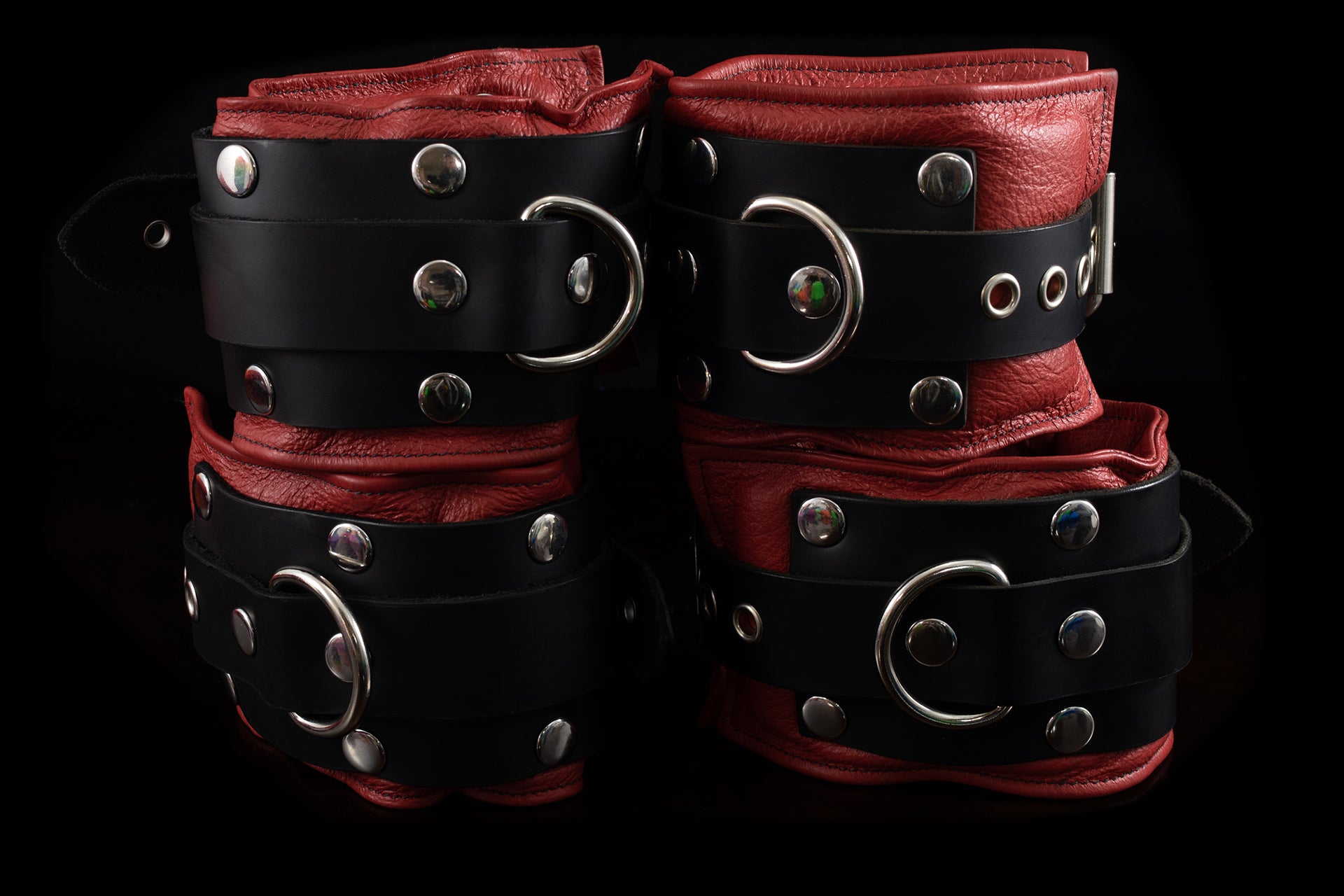 4437 Leather Bondage Gear - Ankle & Wrist Cuffs